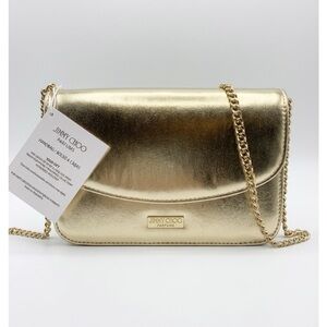 NWT Jimmy Choo Metallic Gold Crossbody Bag
